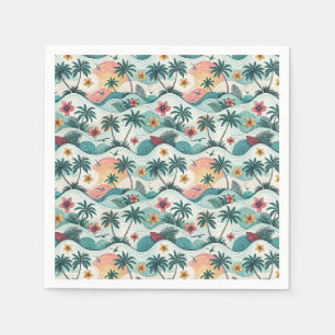 Serviette En Papier Motif floral hawaïen de vague océanique de plage t