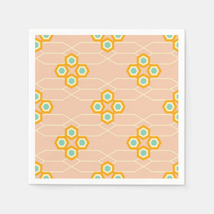Serviette En Papier Motif floral hexagonal sur fond pêche