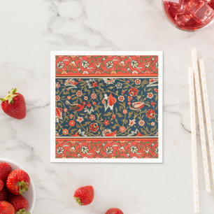 Serviette En Papier Motif floral indo-persan bohème vintage rouge