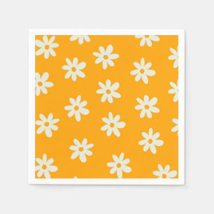 Serviette En Papier Motif floral jaune rétro simple