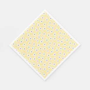 Serviette En Papier Motif floral mignon multicolore sur fond jaune