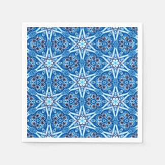Serviette En Papier Motif floral neigeux bleu