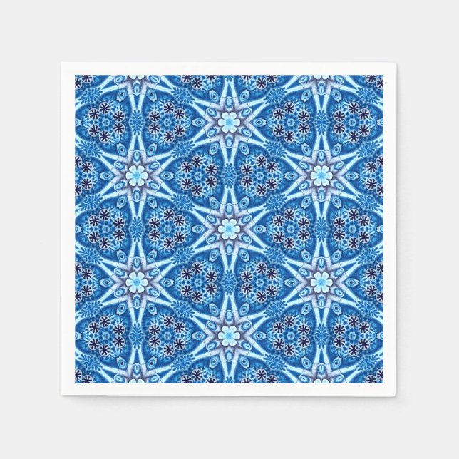 Serviette En Papier Motif floral neigeux bleu (Devant)