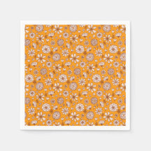 Motif floral orange sans couture