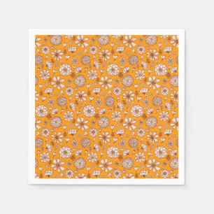 Serviette En Papier Motif floral orange sans couture