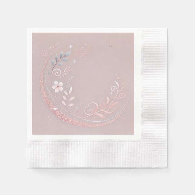 Serviette En Papier Motif Floral Pastel Mauveine Design (Devant)