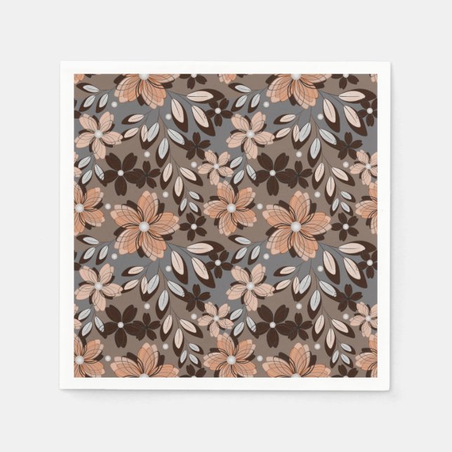 Serviette En Papier Motif floral rétro. (Devant)