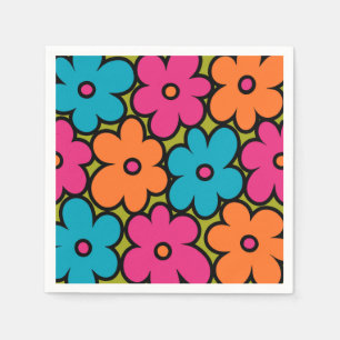Serviette En Papier Motif floral rétro coloré