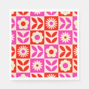 Serviette En Papier Motif floral rétro vibrant