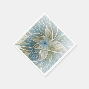 Serviette En Papier Motif floral rêve abstrait bleu kaki fractal