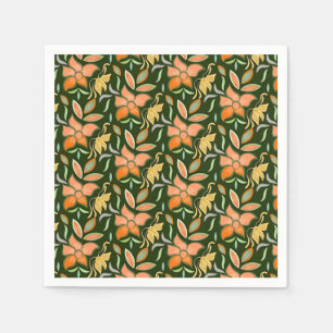 Serviette En Papier Motif floral riche : fleurs de pêche et feuilles v