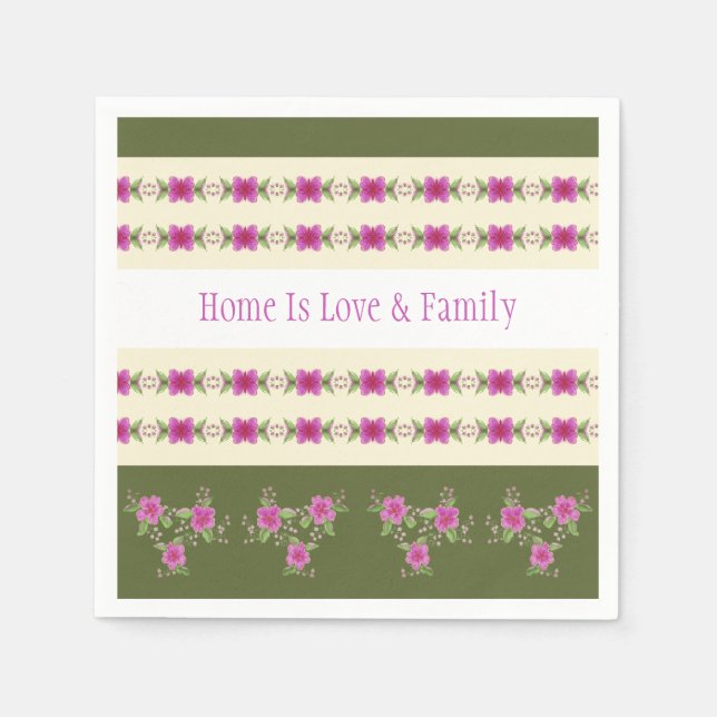 Serviette En Papier Motif Floral rose (Devant)