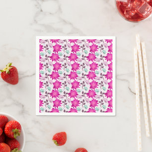 Serviette En Papier Motif floral rose vibrant   Fleurs modernes audaci