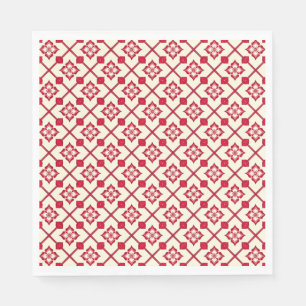 Serviette En Papier Motif floral rouge et blanc