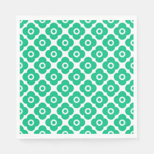 Serviette En Papier Motif floral simple vert et blanc rétro