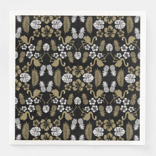 Serviette En Papier Motif floral tropical doré