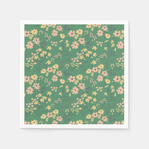 Serviette En Papier Motif floral vert bohème moderne