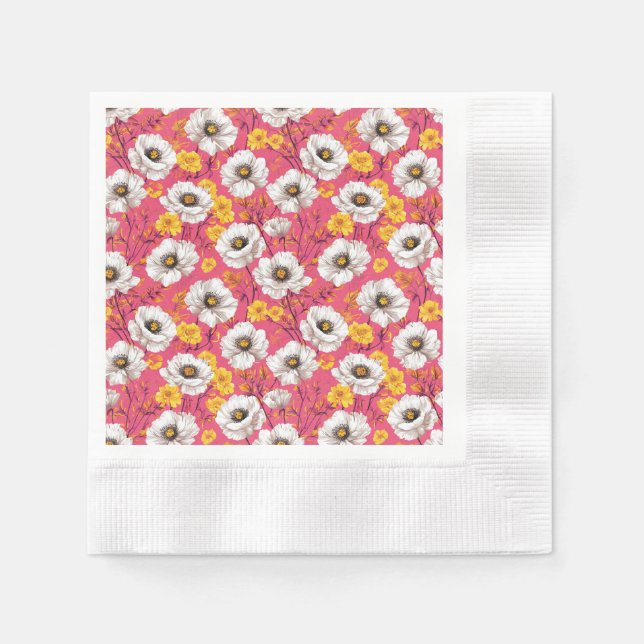 Serviette En Papier Motif floral vibrant (Devant)