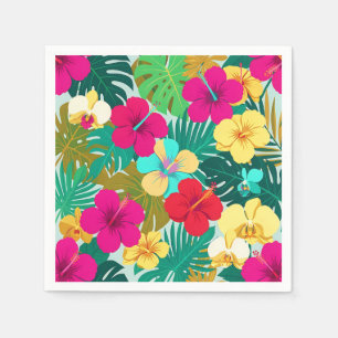Serviette En Papier Motif floral vibrant d'hibiscus tropical