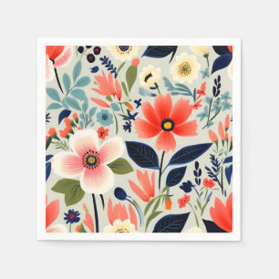 Serviette En Papier Motif floral vintage avec des couleurs vives