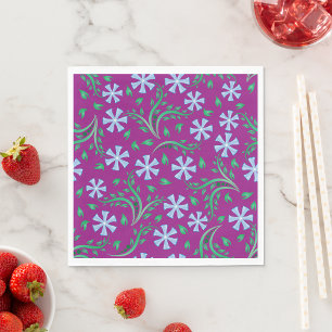 Serviette En Papier Motif floral violet avec fleurs bleues