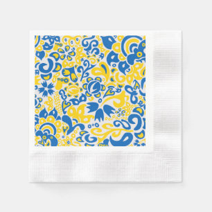 Serviette En Papier Motif folklorique aux couleurs du drapeau ukrainie