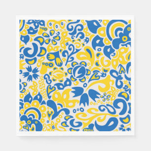 Serviette En Papier Motif folklorique aux couleurs du drapeau ukrainie