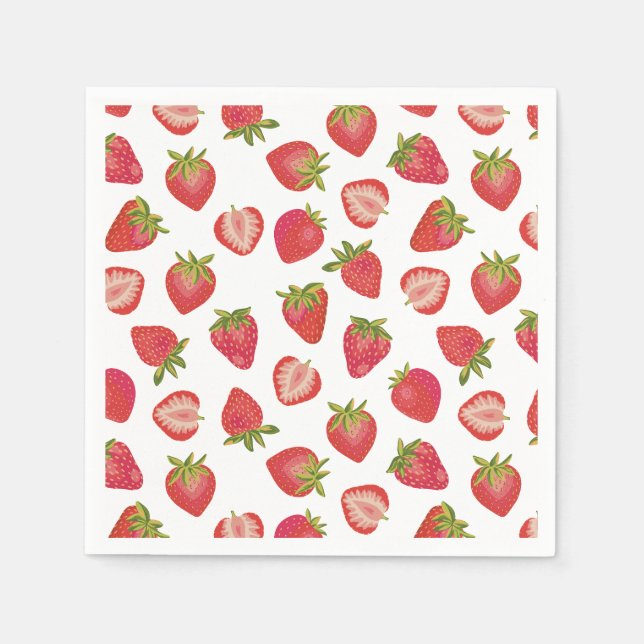 Serviette En Papier Motif fraise rouge d'été (Devant)