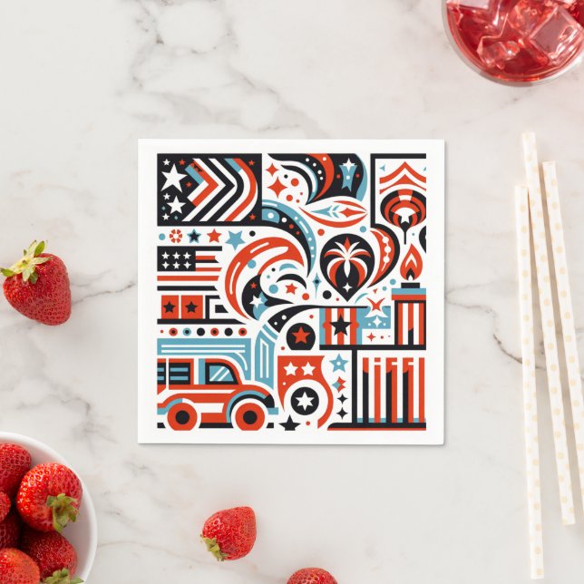 Serviette En Papier Motif Génératif du 4 Juillet (En situation)