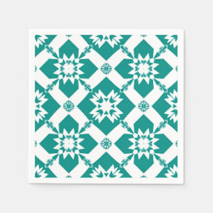 Serviette En Papier Motif Géométrique Abstrait en Blanc et Vert