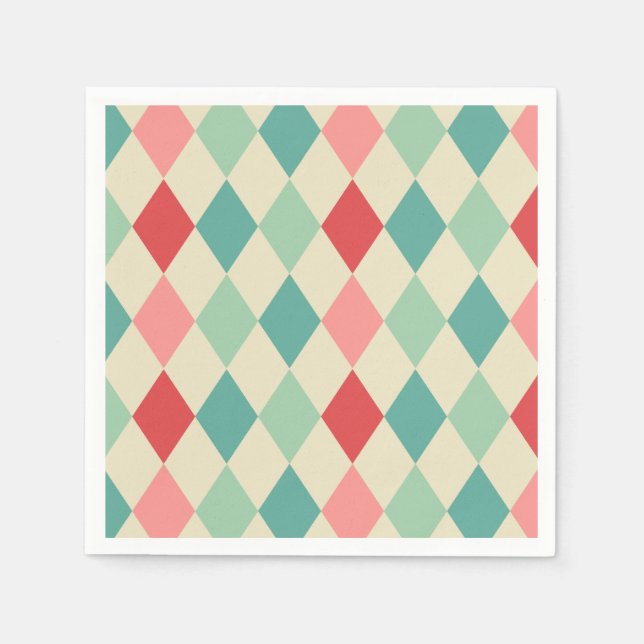 Serviette En Papier Motif géométrique Arlequin Retro (Devant)
