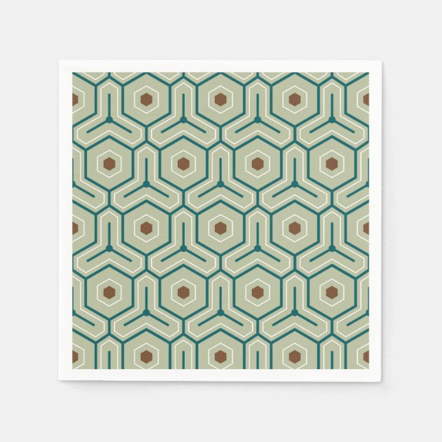 Serviette En Papier Motif géométrique avec hexagones entrelacés (Devant)