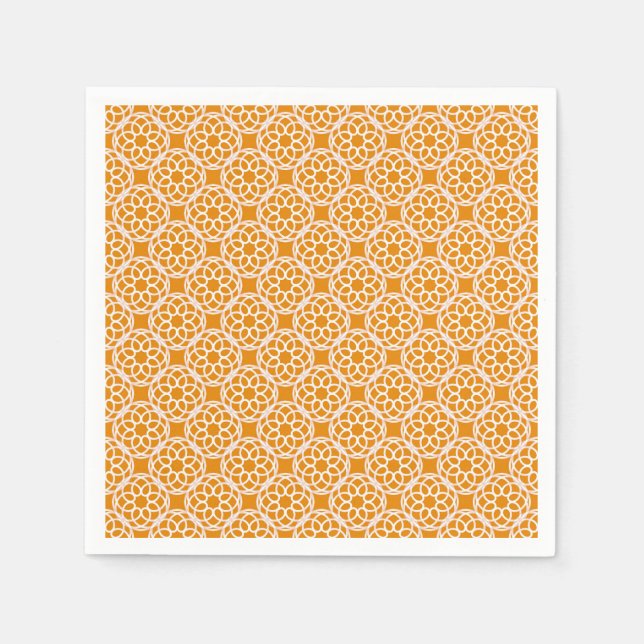 Serviette En Papier Motif géométrique blanc orange (Devant)