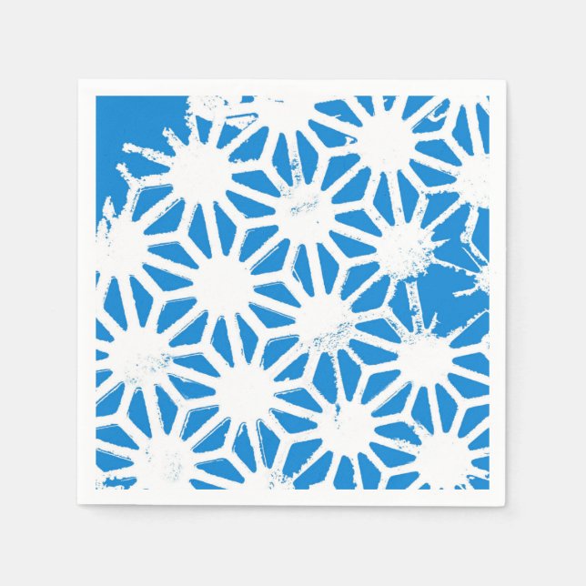 Serviette En Papier Motif géométrique bleu (Devant)