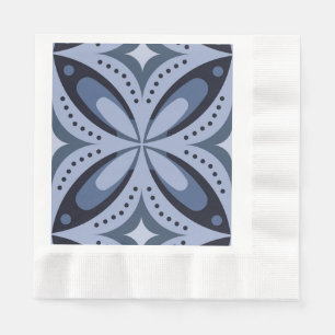 Serviette En Papier Motif géométrique bleu de style rétro