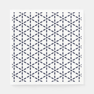 Serviette En Papier Motif géométrique bleu marine sur fond blanc