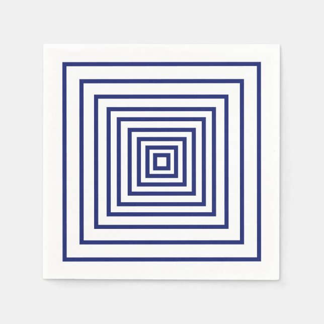 Serviette En Papier Motif géométrique carré bleu marine moderne (Devant)