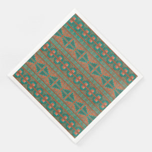 Serviette En Papier Motif géométrique de couleurs cuivre sarcelle du S