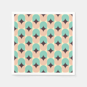 Serviette En Papier Motif géométrique de formes sarcelle, beige et noi