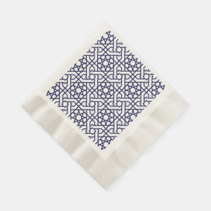 Serviette En Papier Motif géométrique marocain bleu islamique