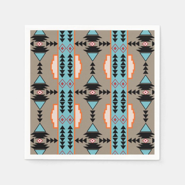 Serviette En Papier Motif géométrique mexicain Aztec (Devant)