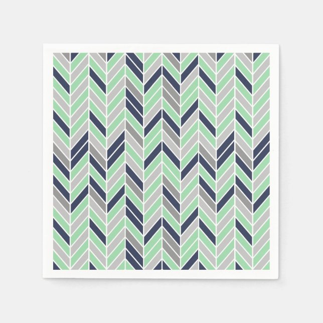 Serviette En Papier Motif géométrique moderne Herringbone Chevron (Devant)