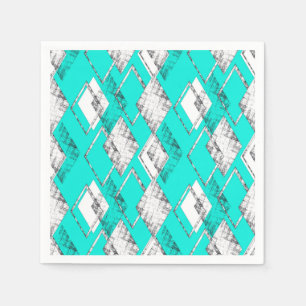 Serviette En Papier Motif géométrique néo-turquoise.
