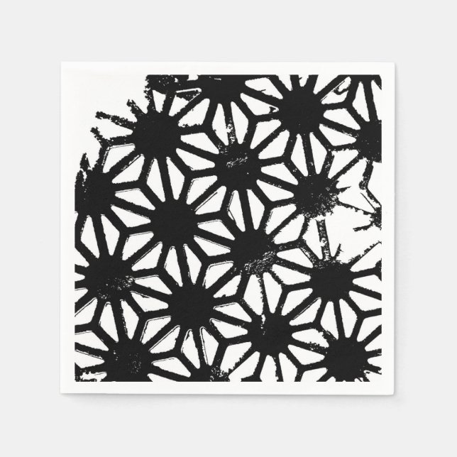 Serviette En Papier Motif géométrique noir (Devant)