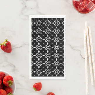 Serviette En Papier Motif géométrique noir blanc et argenté