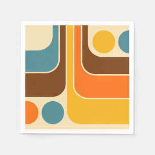 Serviette En Papier Motif géométrique rétro vintage des années 70