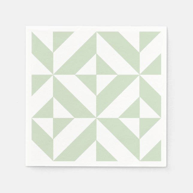 Serviette En Papier Motif géométrique Sage Green (Devant)