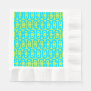 Serviette En Papier Motif géométrique turquoise et vert lime