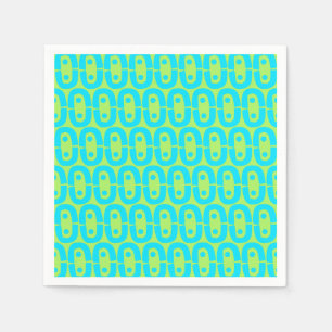 Serviette En Papier Motif géométrique turquoise et vert lime