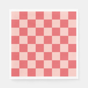 Serviette En Papier Motif Gingham à carreaux rose rouge